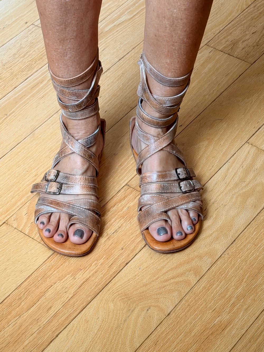 Bed Stu Metallic Tan Gladiator Sandals